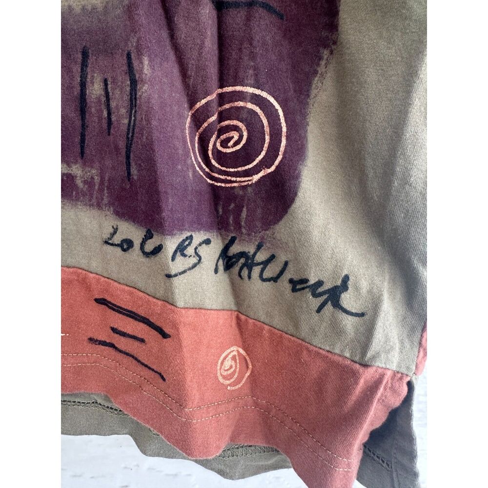 Colors Artwear Womens Earthy Abstract Graphic Colorblock T-Shirt Size 2 Medium - Picture 3 of 4